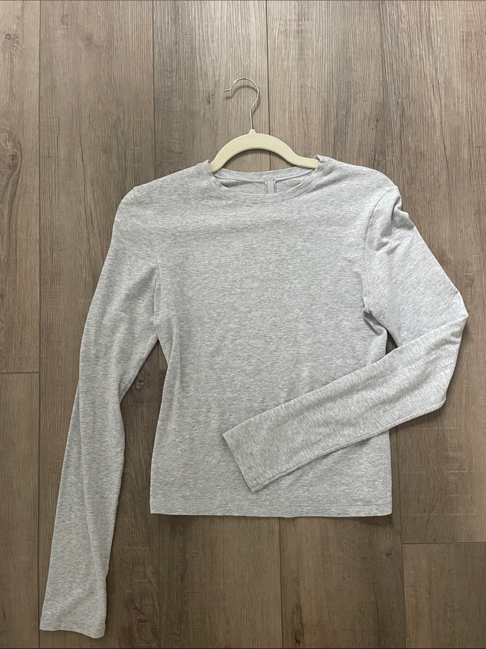 SKIMS Light Gray Long-Sleeve Crew Top
